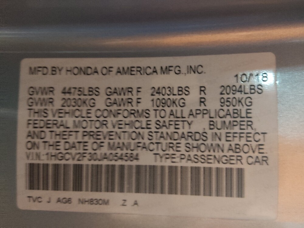 2018 Honda Accord in Greenville, NC 27834 - 18111984 33