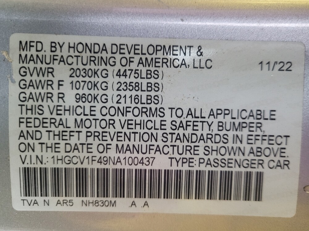 2022 Honda Accord in Macon, GA 31210 - 18112209 33