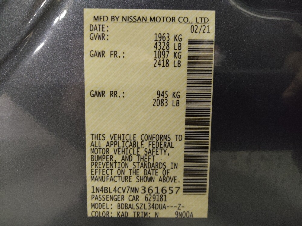 2021 Nissan Altima in Tallahassee, FL 32304 - 18112224 33