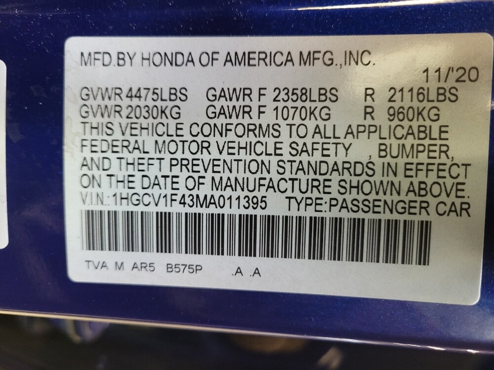 2021 Honda Accord in Riverside, CA 92504 - 18112572 33