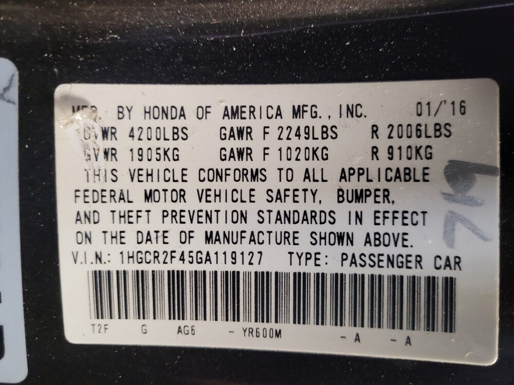 2016 Honda Accord in Gainesville, FL 32609 - 18112715 33