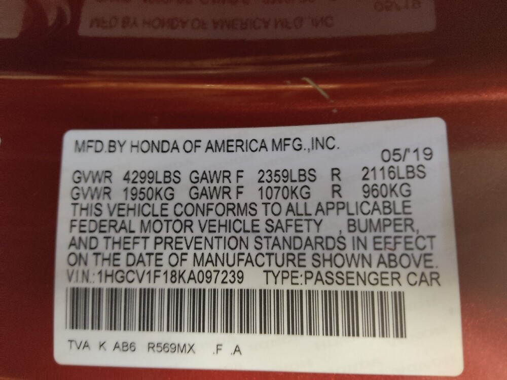 2019 Honda Accord in Greenville, SC 29607 - 18116039 33