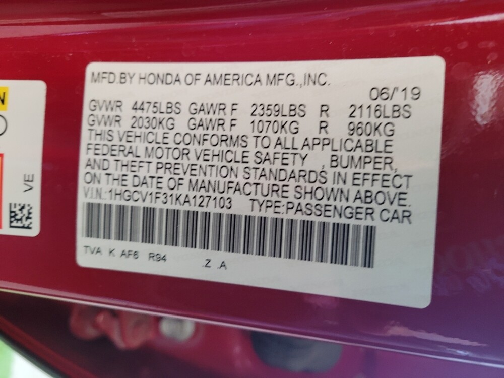 2019 Honda Accord in Lexington, KY 40509 - 18117538 33