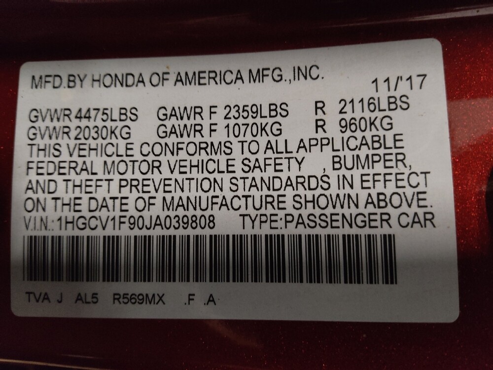 2018 Honda Accord in Gainesville, FL 32609 - 18118899 33