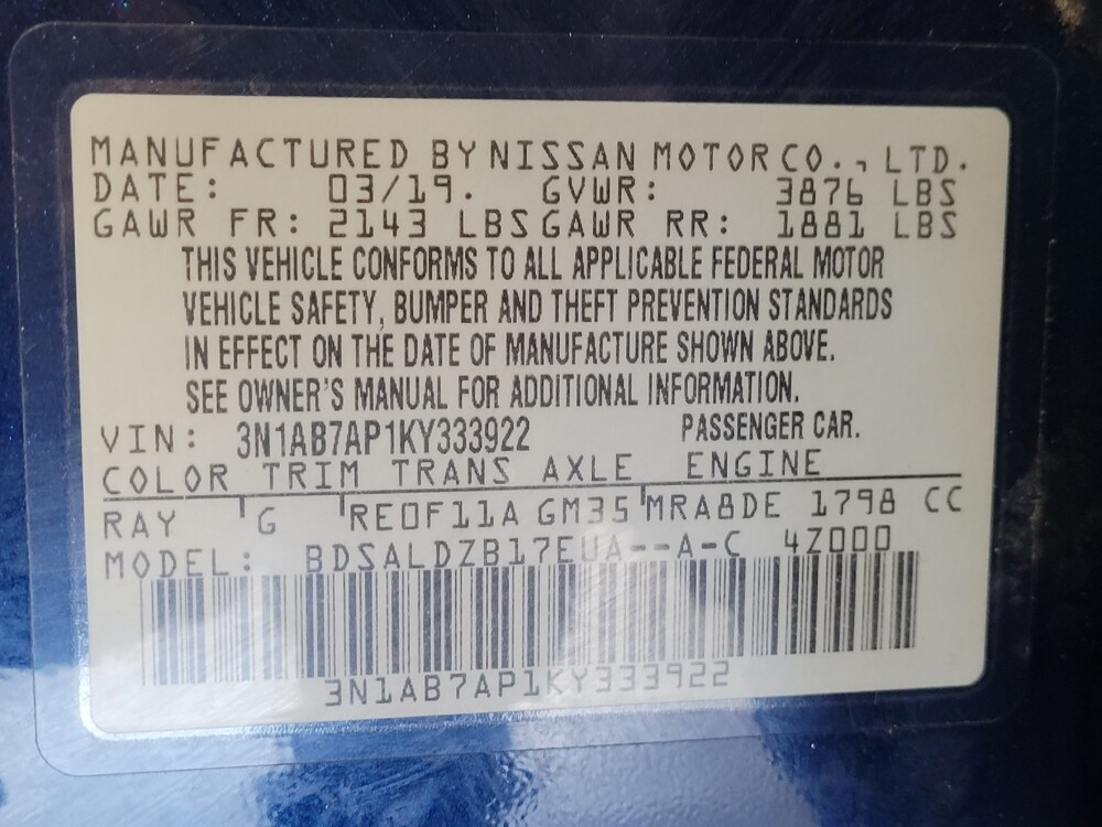 2019 Nissan Sentra in Lauderdale Lakes, FL 33313 - 18120048 33