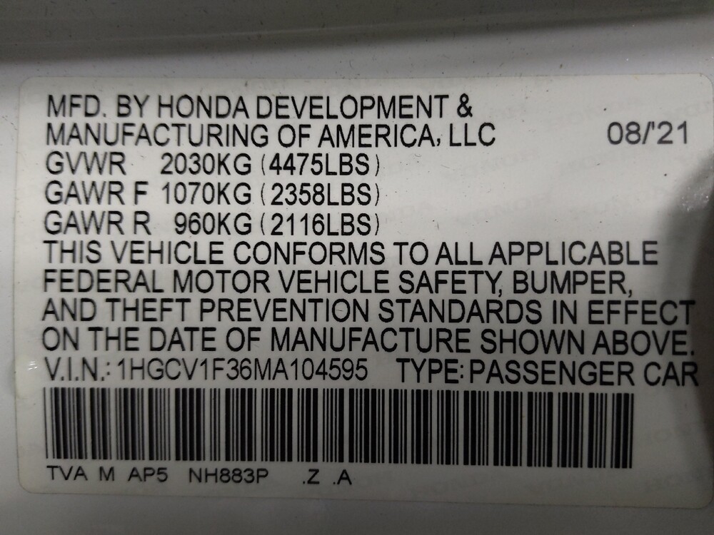 2021 Honda Accord in Raleigh, NC 27604 - 18120610 33