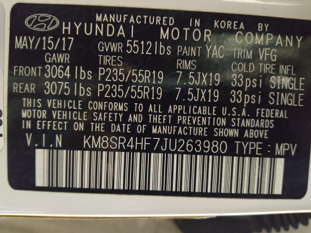 2018 Hyundai Santa Fe in Union City, GA 30291 - 18121207 33