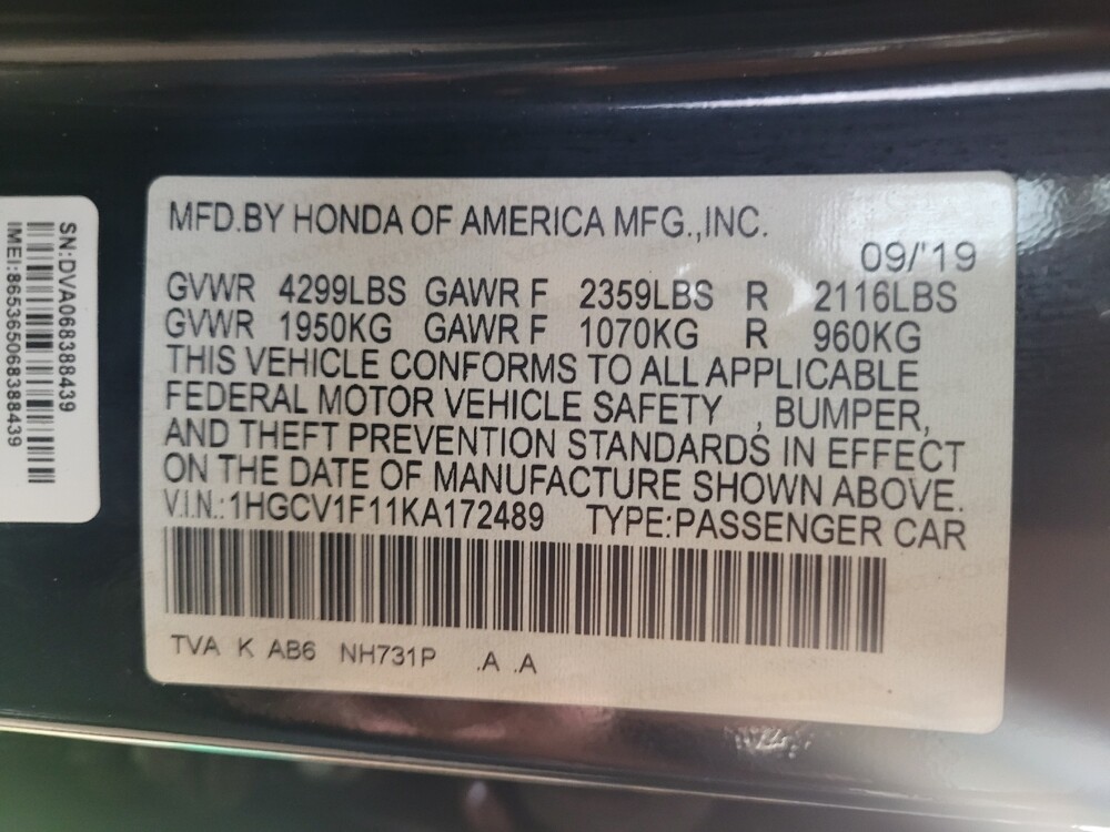 2019 Honda Accord in Lakeland, FL 33815 - 18121406 33