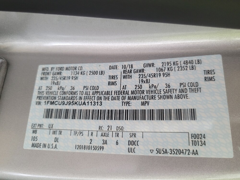 2019 Ford Escape in Union City, GA 30291 - 18121443 33