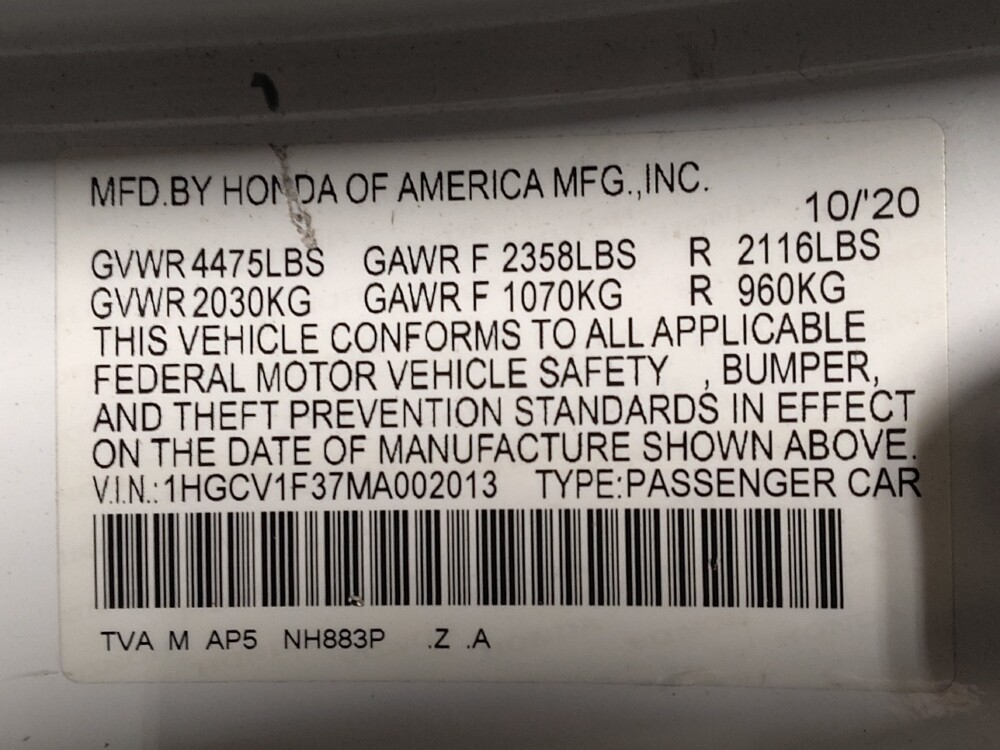 2021 Honda Accord in Hialeah, FL 33014 - 18121628 33