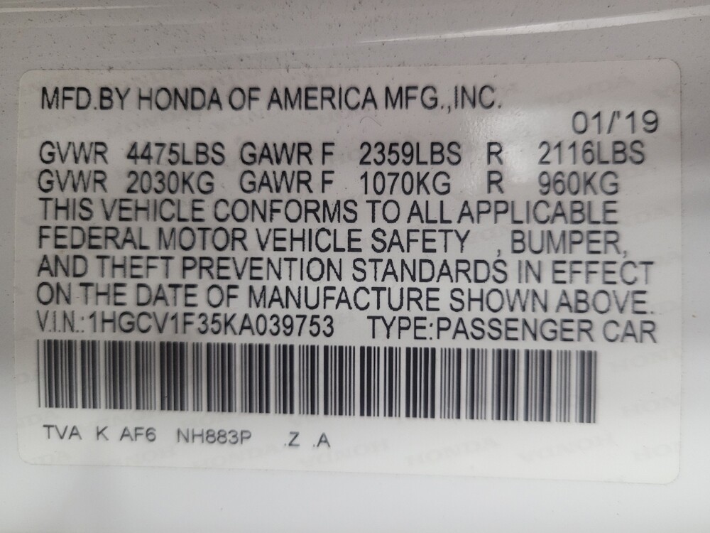 2019 Honda Accord in Conyers, GA 30094 - 18121913 33