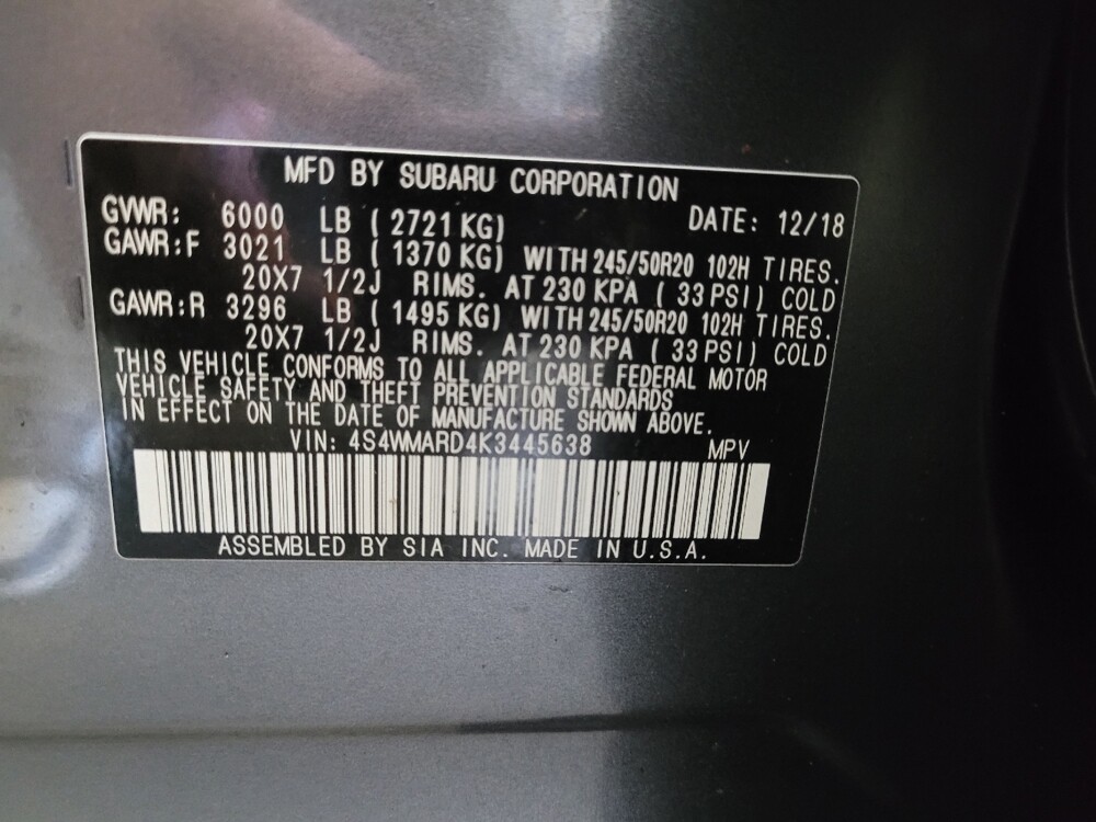 2019 Subaru Ascent in Gastonia, NC 28056 - 18122224 33