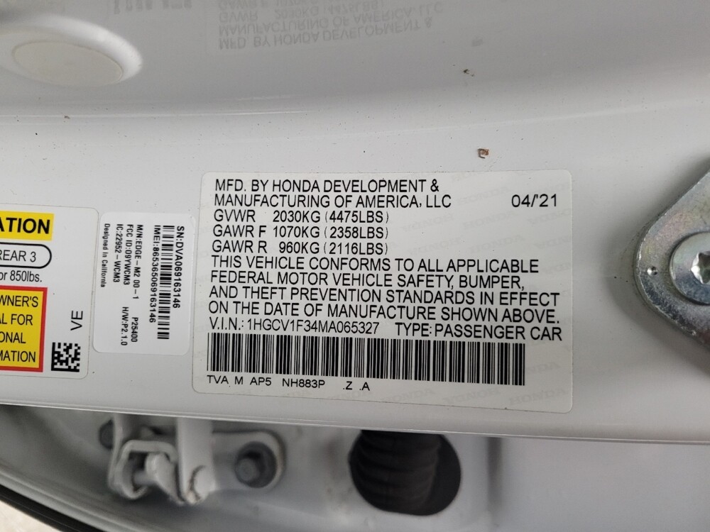 2021 Honda Accord in Eastpointe, MI 48021 - 18122648 33