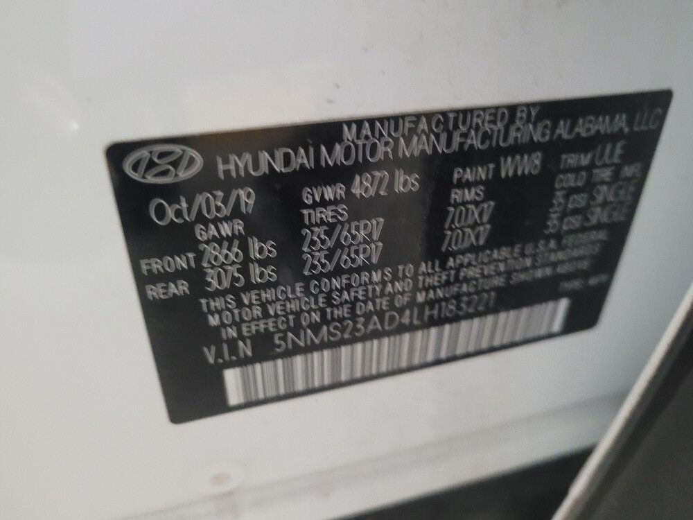 2020 Hyundai Santa Fe in Union City, GA 30291 - 18122665 33