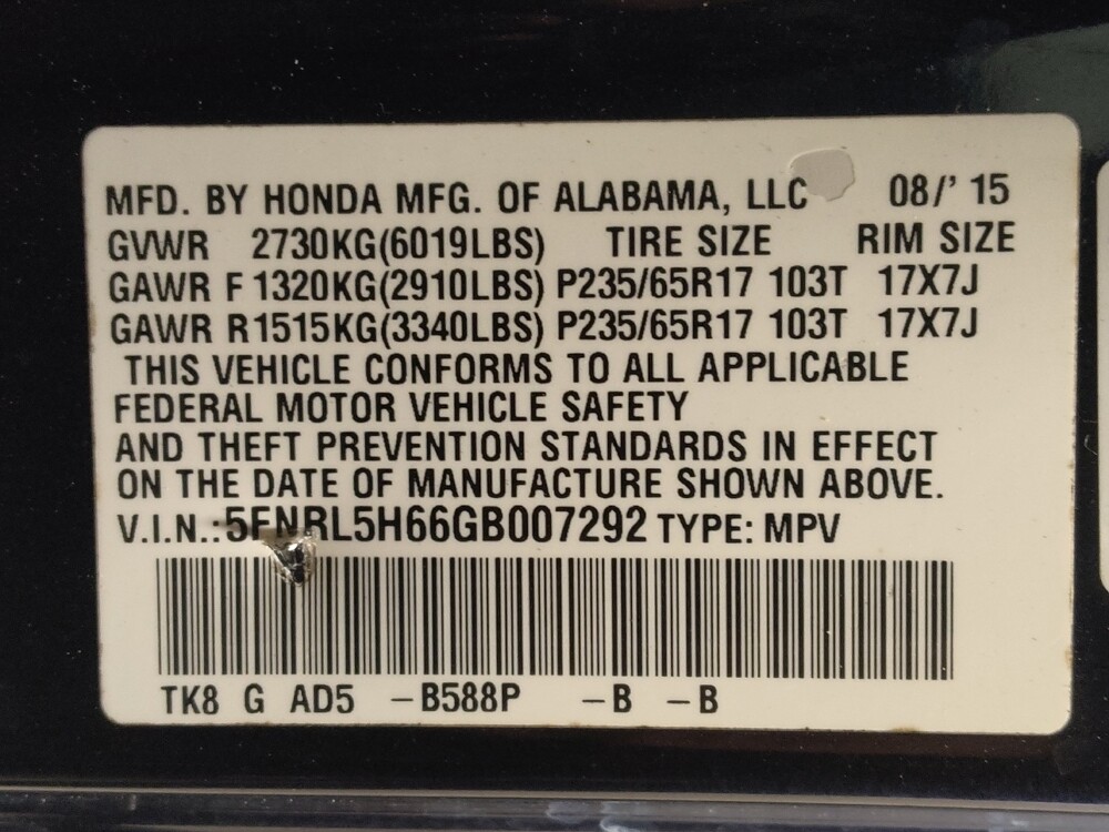 2016 Honda Odyssey in Sanford, FL 32773 - 18122720 33