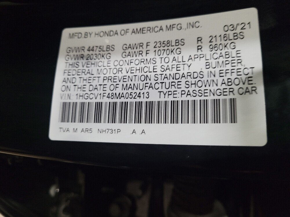 2021 Honda Accord in Chesapeake, VA 23320 - 18123345 33