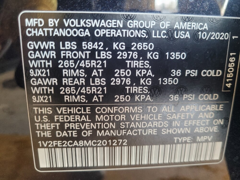 2021 Volkswagen Atlas in Union City, GA 30291 - 18124877 33