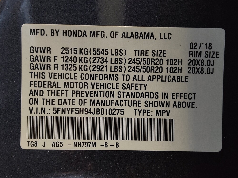 2018 Honda Pilot in Jacksonville, FL 32225 - 18125204 33