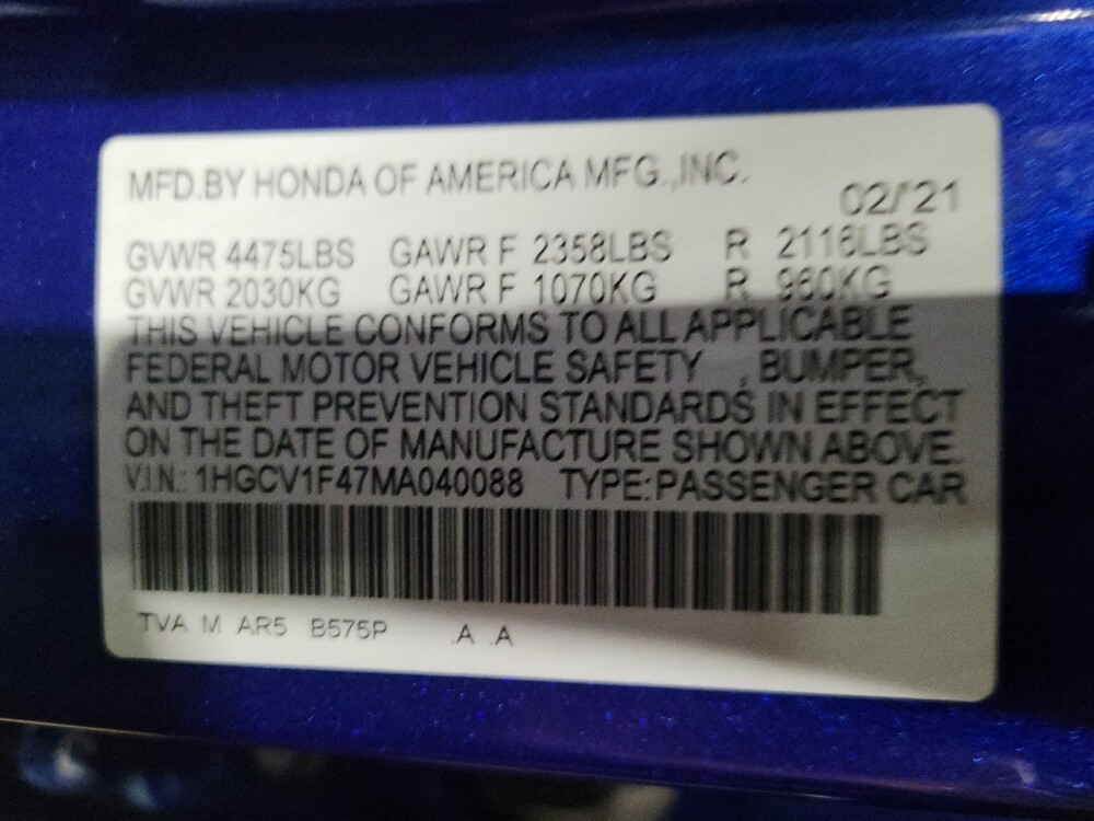 2021 Honda Accord in Henrico, VA 23223 - 18125355 33