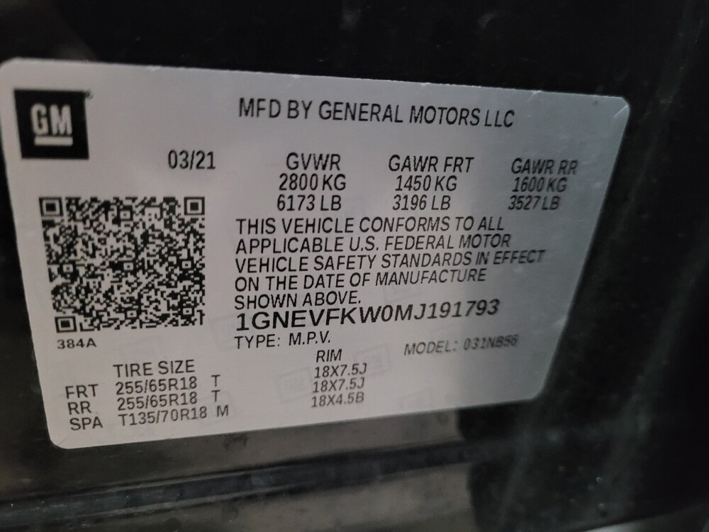 2021 Chevrolet Traverse in New Castle, DE 19720 - 18125406 33