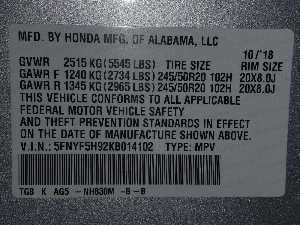 2019 Honda Pilot in Mobile, AL 36606 - 18125735 33
