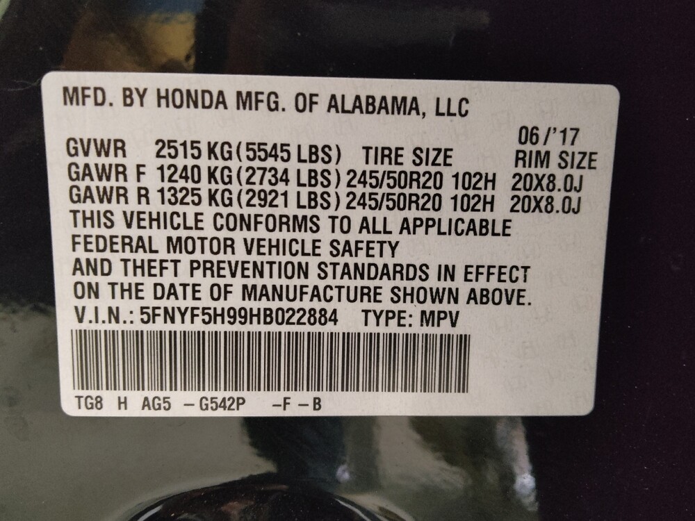 2017 Honda Pilot in Union City, GA 30291 - 18126034 33