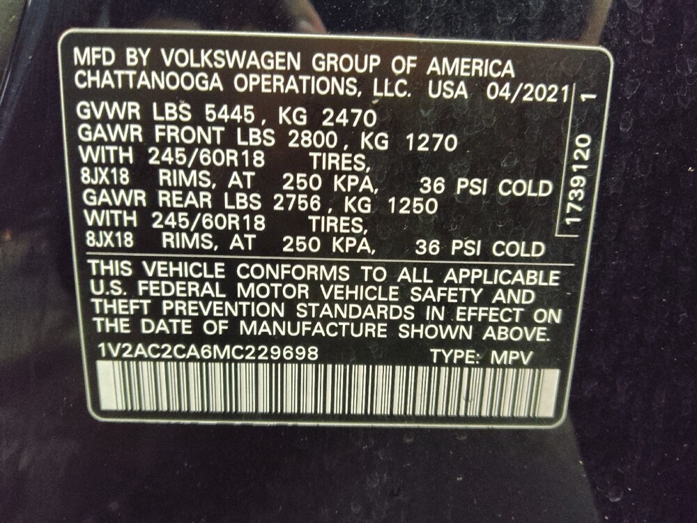 2021 Volkswagen Atlas in Charleston, SC 29414 - 18126498 33