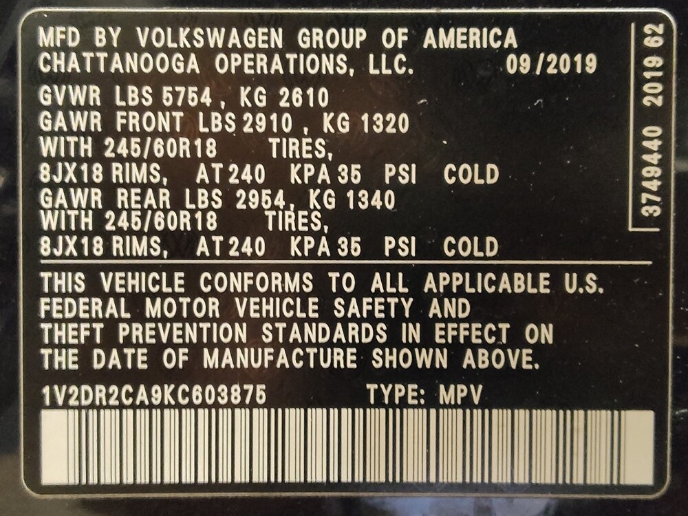 2019 Volkswagen Atlas in Savannah, GA 31419 - 18127559 33