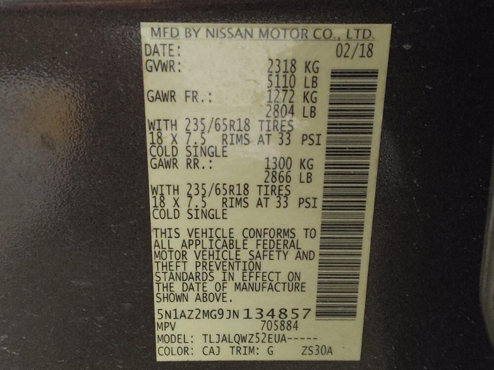 2018 Nissan Murano in Salem, VA 24153 - 18127595 33