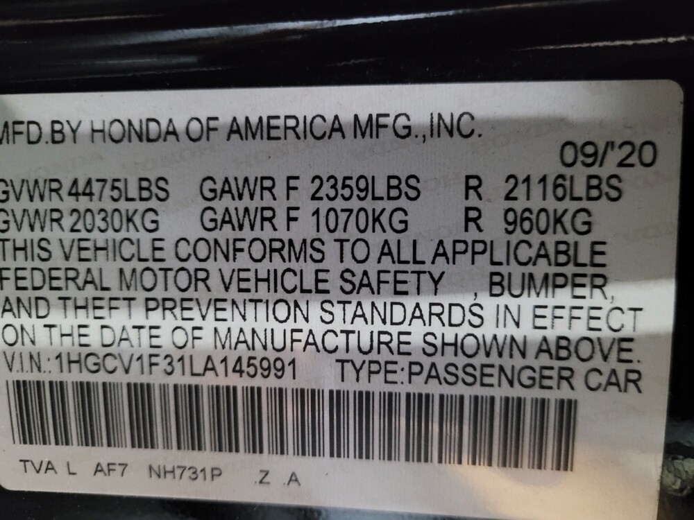 2020 Honda Accord in New Castle, DE 19720 - 18128730 33