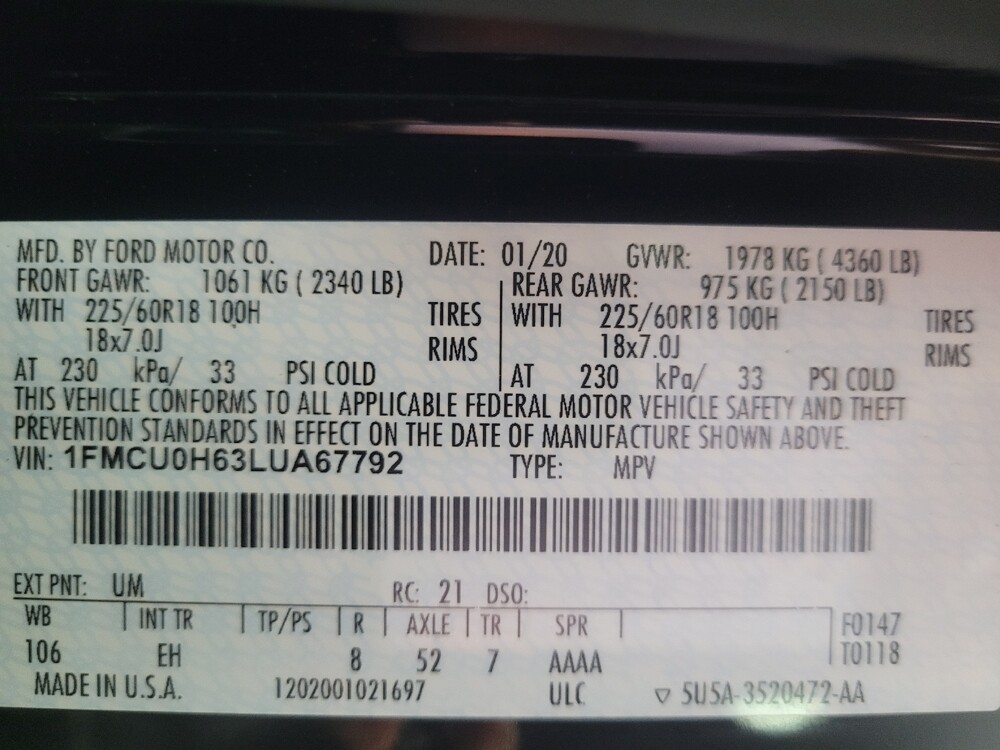 2020 Ford Escape in Union City, GA 30291 - 18128768 33