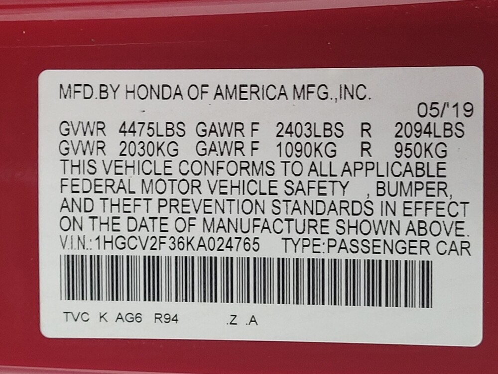 2019 Honda Accord in Antioch, TN 37013 - 18128852 33