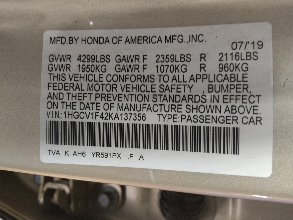 2019 Honda Accord in Knoxville, TN 37923 - 18129001 33