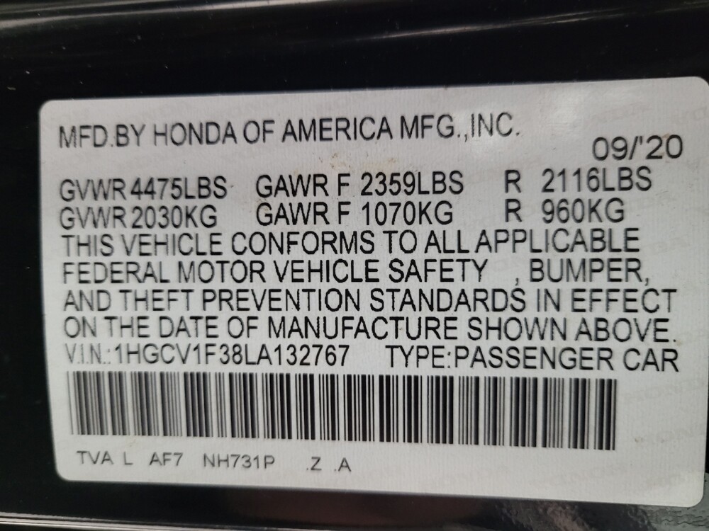 2020 Honda Accord in Memphis, TN 38115 - 18129253 33