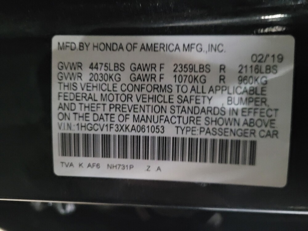 2019 Honda Accord in Chesapeake, VA 23320 - 18129362 33