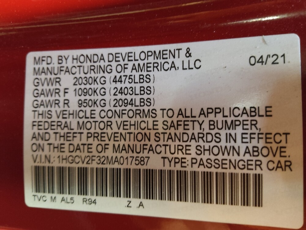 2021 Honda Accord in Greenville, SC 29607 - 18129640 33