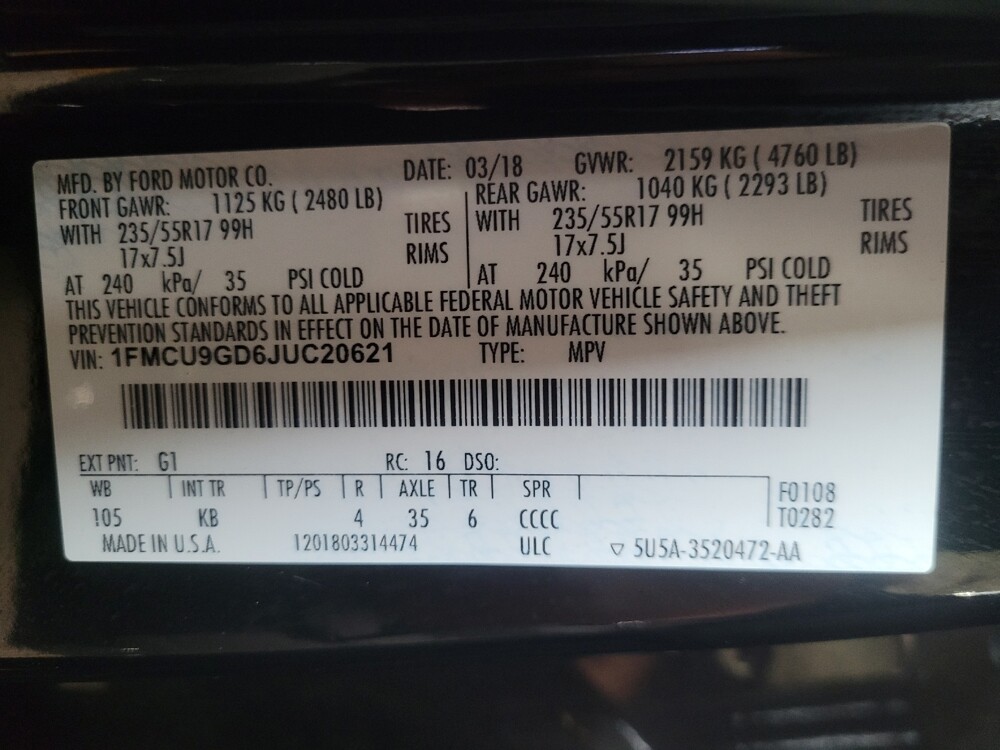 2018 Ford Escape in Albany, GA 31705 - 18129888 33