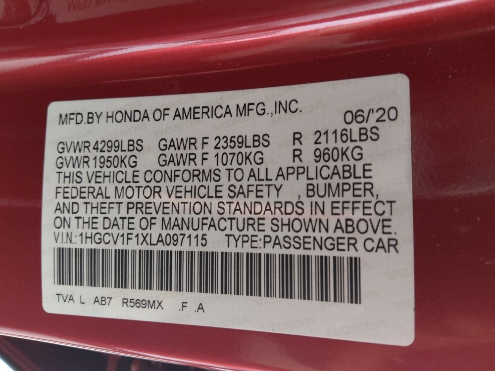 2020 Honda Accord in Union City, GA 30291 - 18130230 33