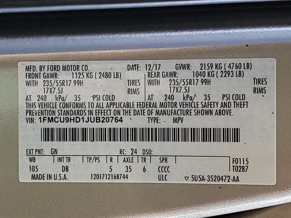 2018 Ford Escape in Sanford, FL 32773 - 18130324 33