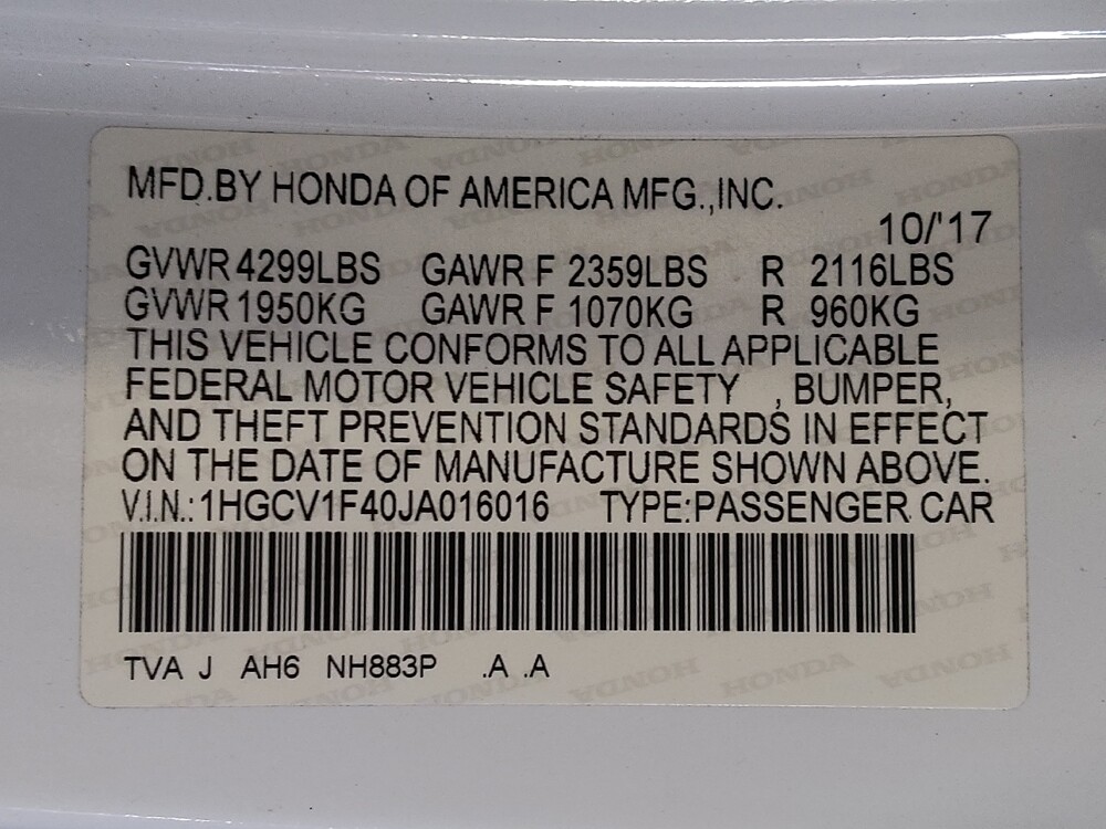 2018 Honda Accord in Hialeah, FL 33014 - 18130601 33