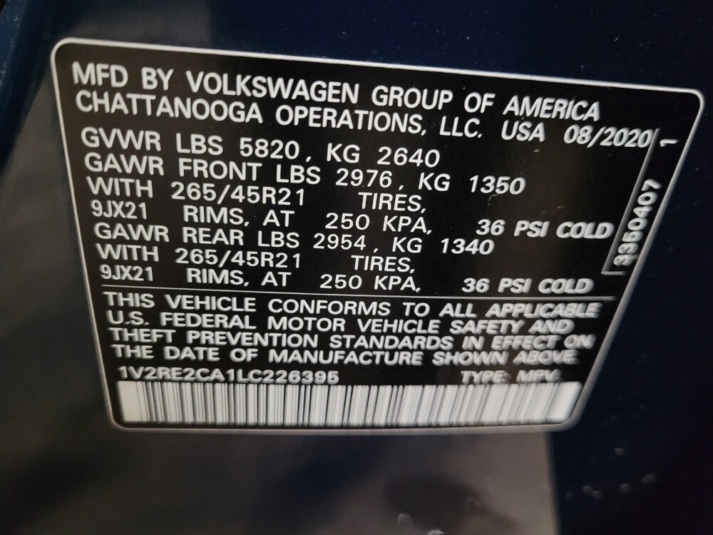 2020 Volkswagen Atlas in Glen Burnie, MD 21061 - 18130745 33