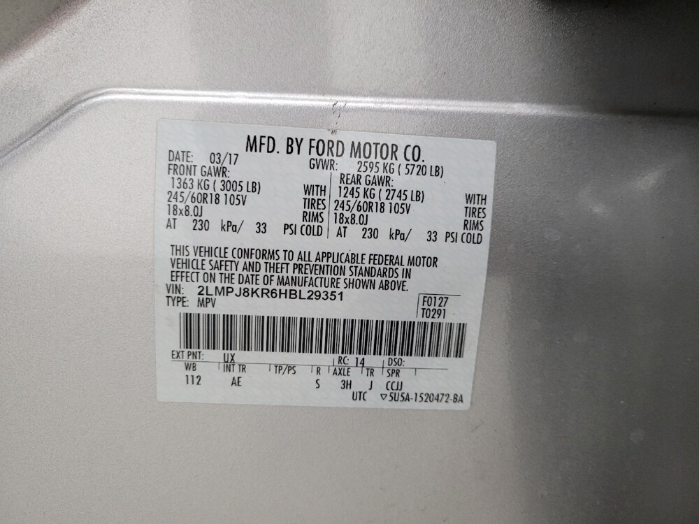 2017 Lincoln MKX in Eastpointe, MI 48021 - 18130786 33