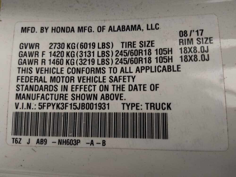 2018 Honda Ridgeline in Gainesville, FL 32609 - 18132932 33