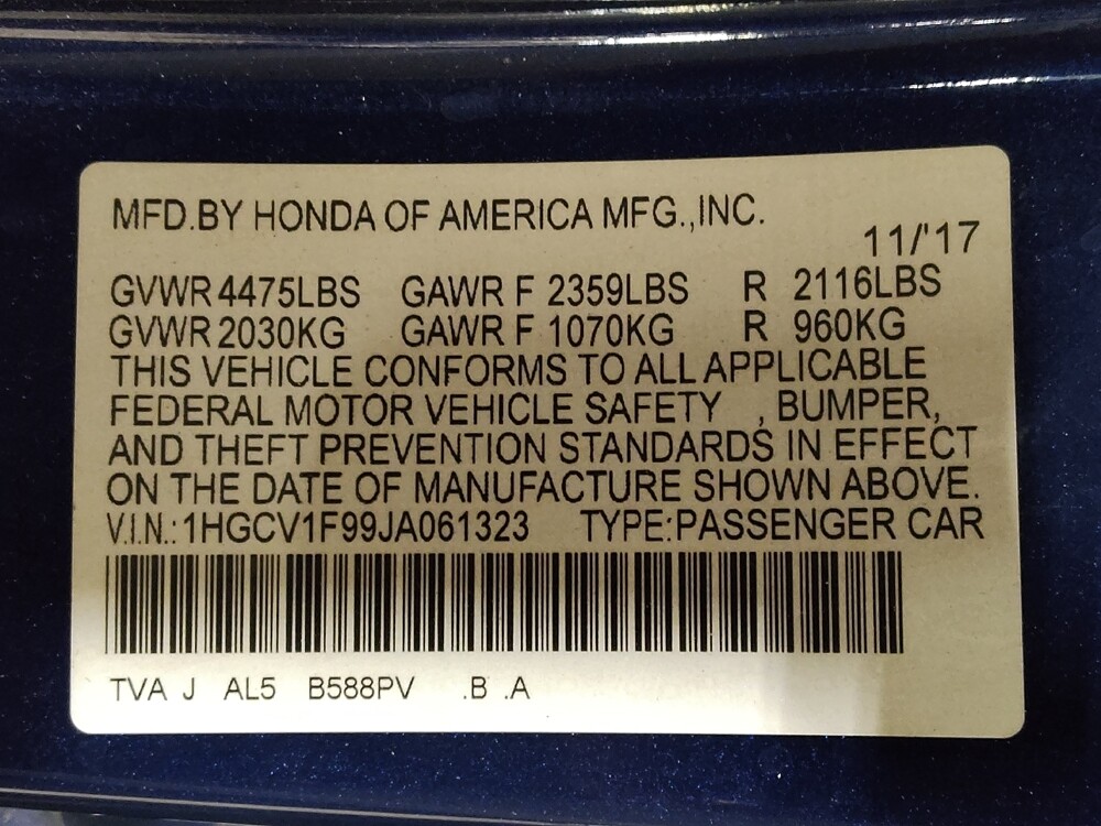 2018 Honda Accord in Wilmington, NC 28405 - 18133687 33
