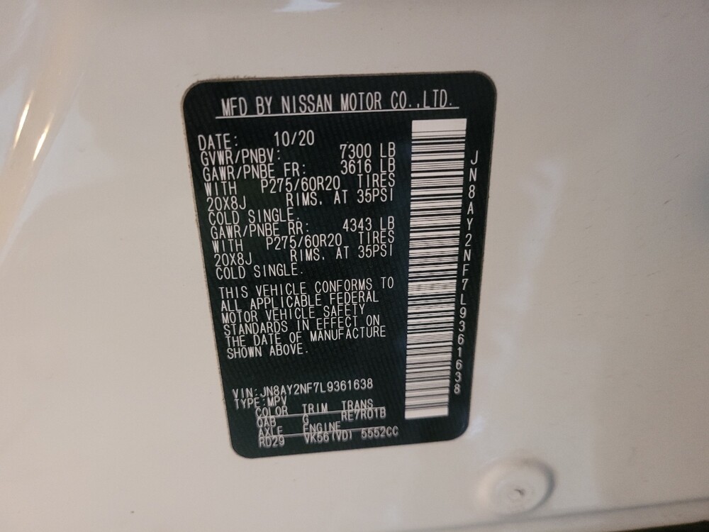 2020 Nissan Armada in Union City, GA 30291 - 18133899 33