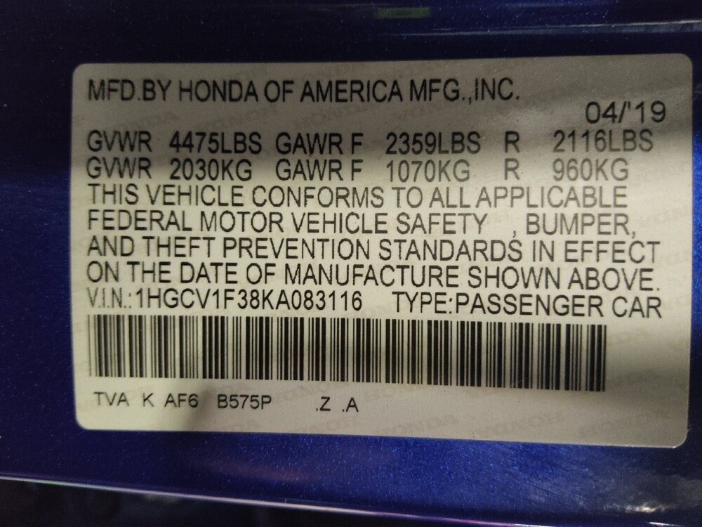 2019 Honda Accord in Macon, GA 31210 - 18134004 33
