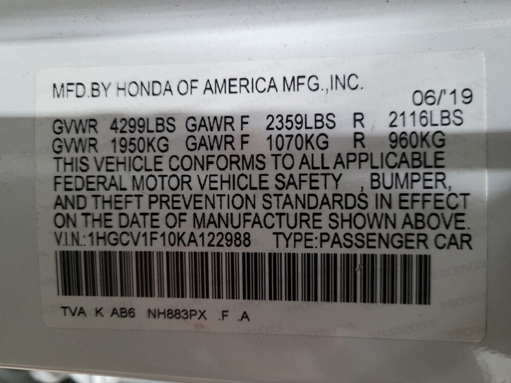 2019 Honda Accord in Chesapeake, VA 23320 - 18134761 33