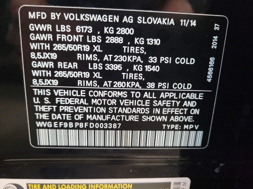 2015 Volkswagen Touareg in Downey, CA 90241 - 18134856 33