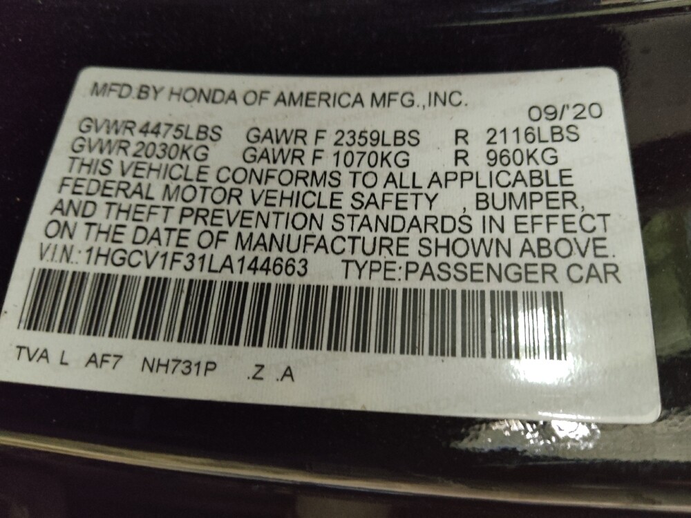 2020 Honda Accord in Conway, SC 29526 - 18135152 33