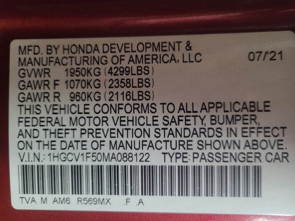 2021 Honda Accord in Chattanooga, TN 37421 - 18136428 33